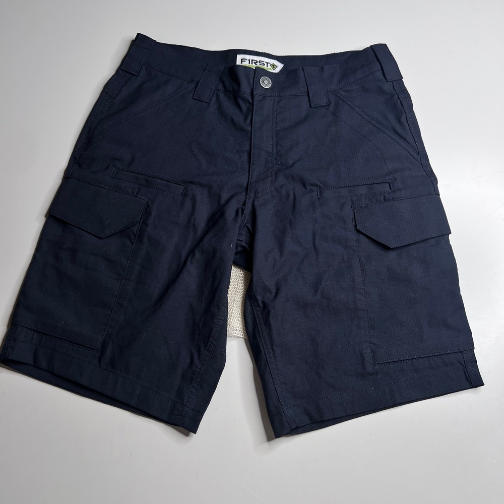 First Tactical Men V2 Tactical Cargo Shorts Navy Blue Ripstop Size 32 114011